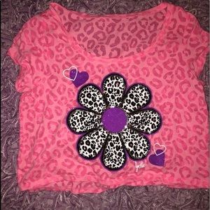 Pink leopard pattern scoop neck crop top justice